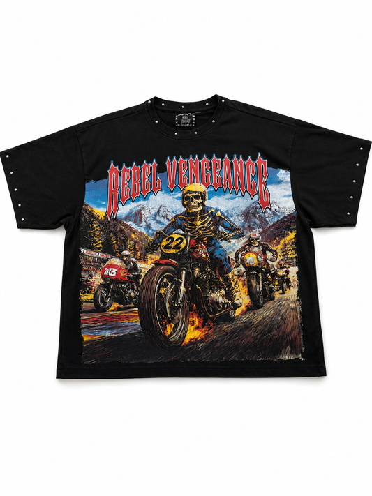 Rebel Vengeancev Skeleton Rider Graphic T-Shirt Size XL